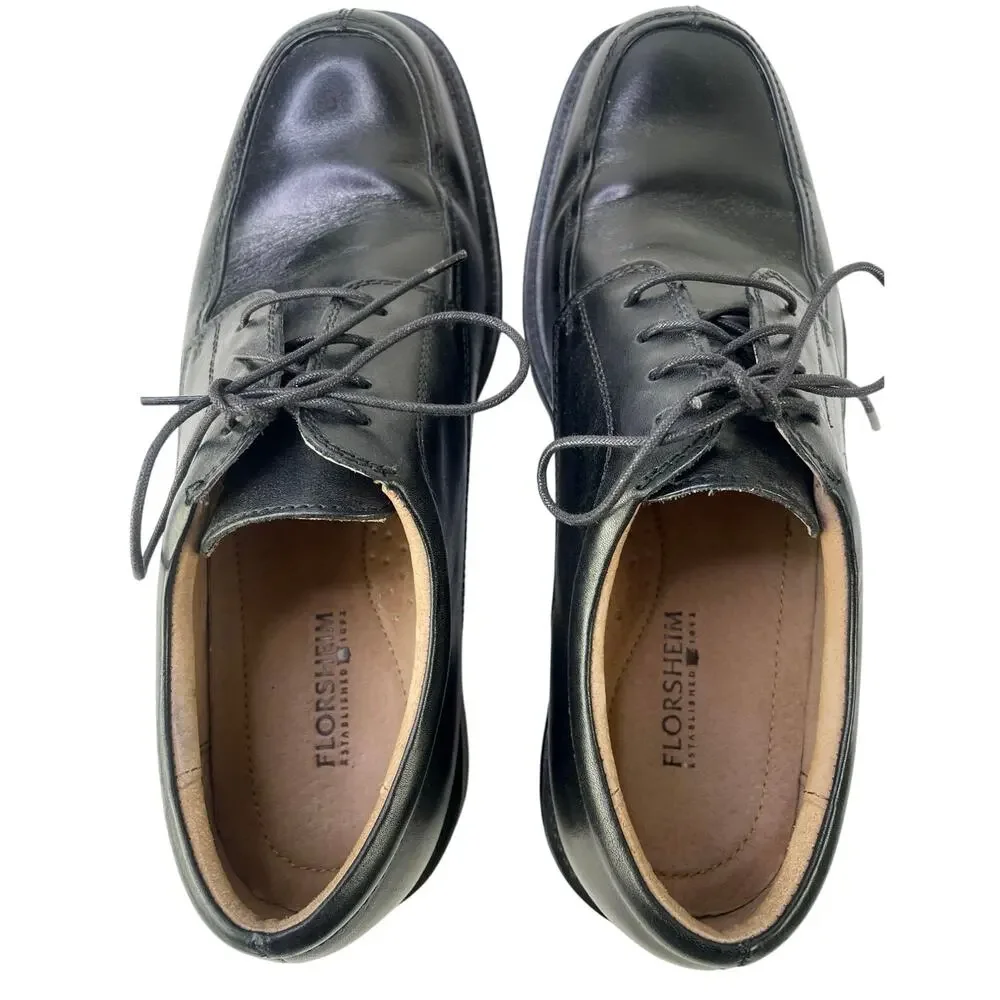Men’s Florsheim Midtown Plain Toe Oxford Leather Black Lace Up Cushioned Sz 8.5